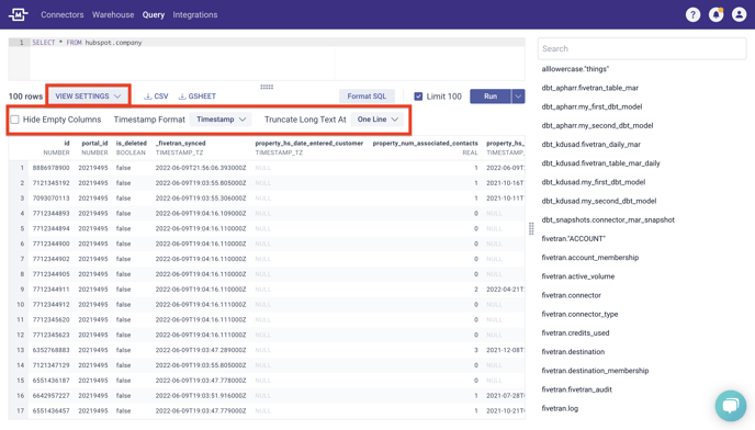 Advanced Options for results