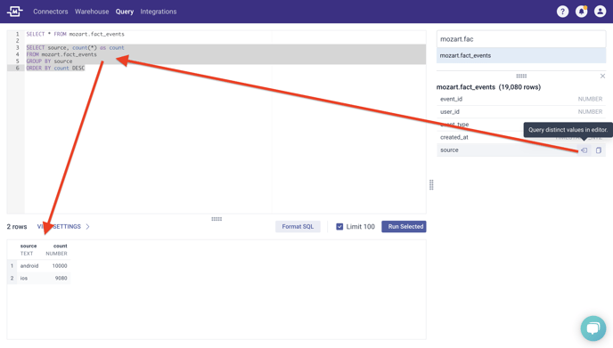 Query distinct values